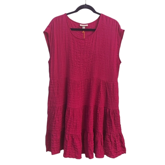 Knox Rose Dresses & Skirts - KNOX ROSE Magenta Tiered Sleeveless Baby Doll Dress